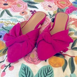 Bright PINK BOW Mules